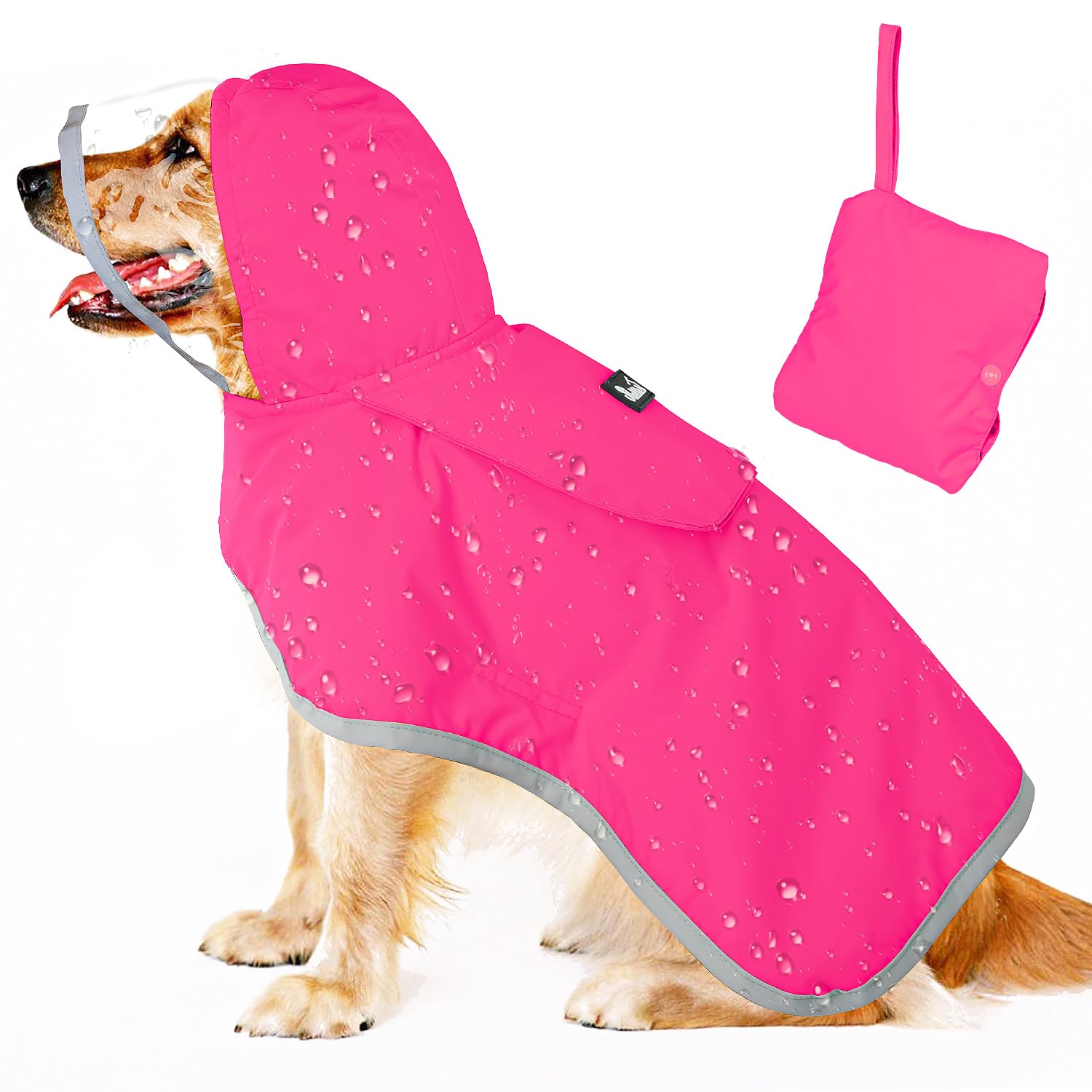 SlowTon Waterproof Dog Raincoat, Clear Hooded Double Layer Rain Jacket for Small Medium Large Dogs Puppies, Dog Poncho with Reflective Strip Adjustable Straps and Storage Pocket — image 1