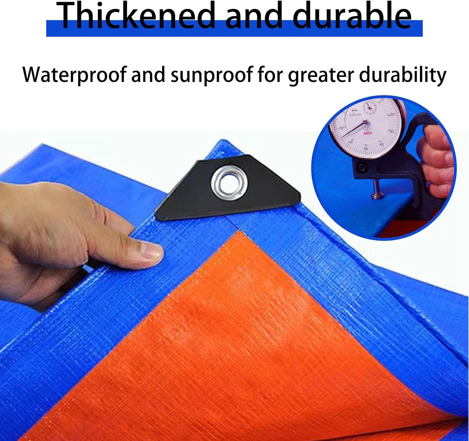 Finished Size 5x10 Feet Tarp with Rustproof Grommets Heavy Duty Multipurpose Tarpaulin Cover for Canopy Tent、Roof、Camping、Woodpile Blue 3 * 5m