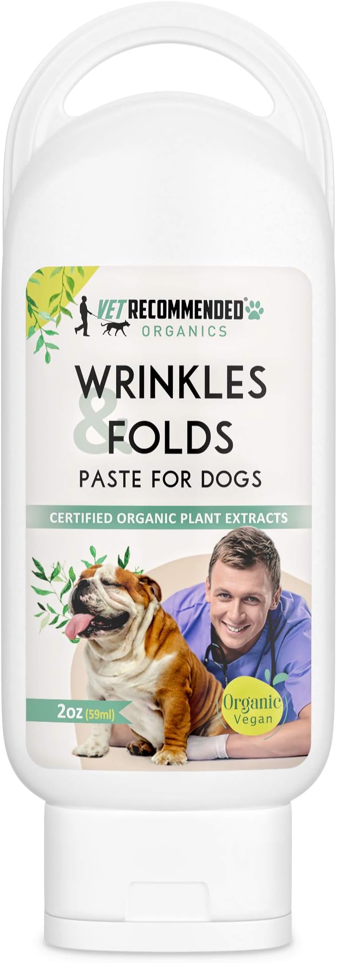 Organic Vegan Wrinkle Cream for Bulldogs - French Bulldogs, Shar Pei's - Clean and Protect Wrinkles and Folds (USA Made - 2oz - 59ml)