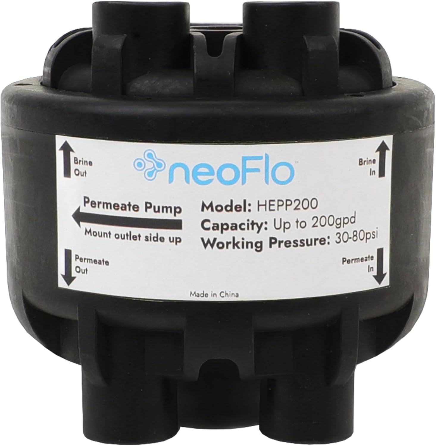 NeoPure HEPP200 High Efficiency Permeate Pump – Compatible with RO Systems up to 200 GPD – Reduces Waste Water – No Electricity Required (Permeate Pump up to 200 GPD)