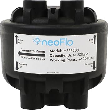 NeoPure HEPP200 High Efficiency Permeate Pump Compatible with RO Systems up to 200 GPD Reduces Waste Water No Electricity Required Permeate Pump up to 200 GPD