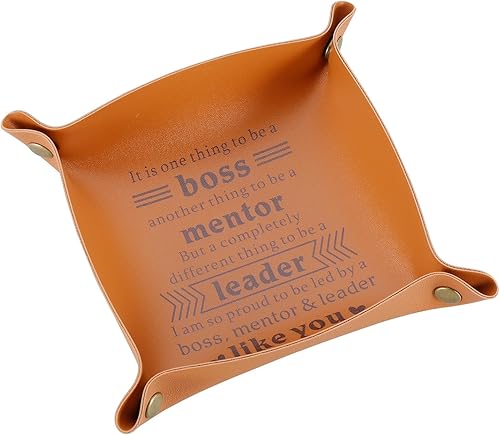 Divertidos regalos de jefe para hombres, regalo del día del jefe para mujeres y hombres, bandeja de valet para hombres, bandeja de cuero para jefe,