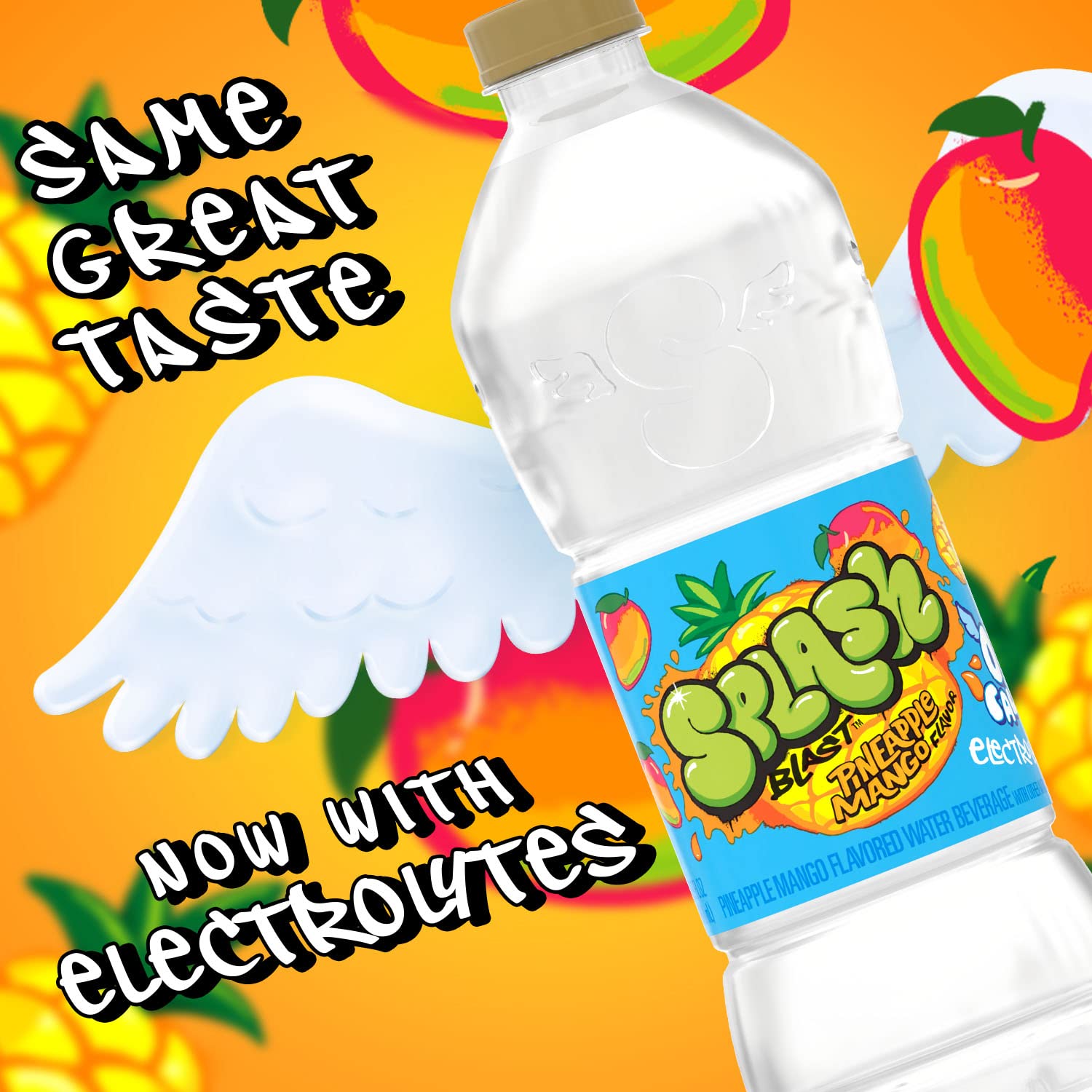 Splash Refresher Pineapple Mango Flavor Water Beverage 16.9 Fl Oz Plastic Bottle Pack of 24