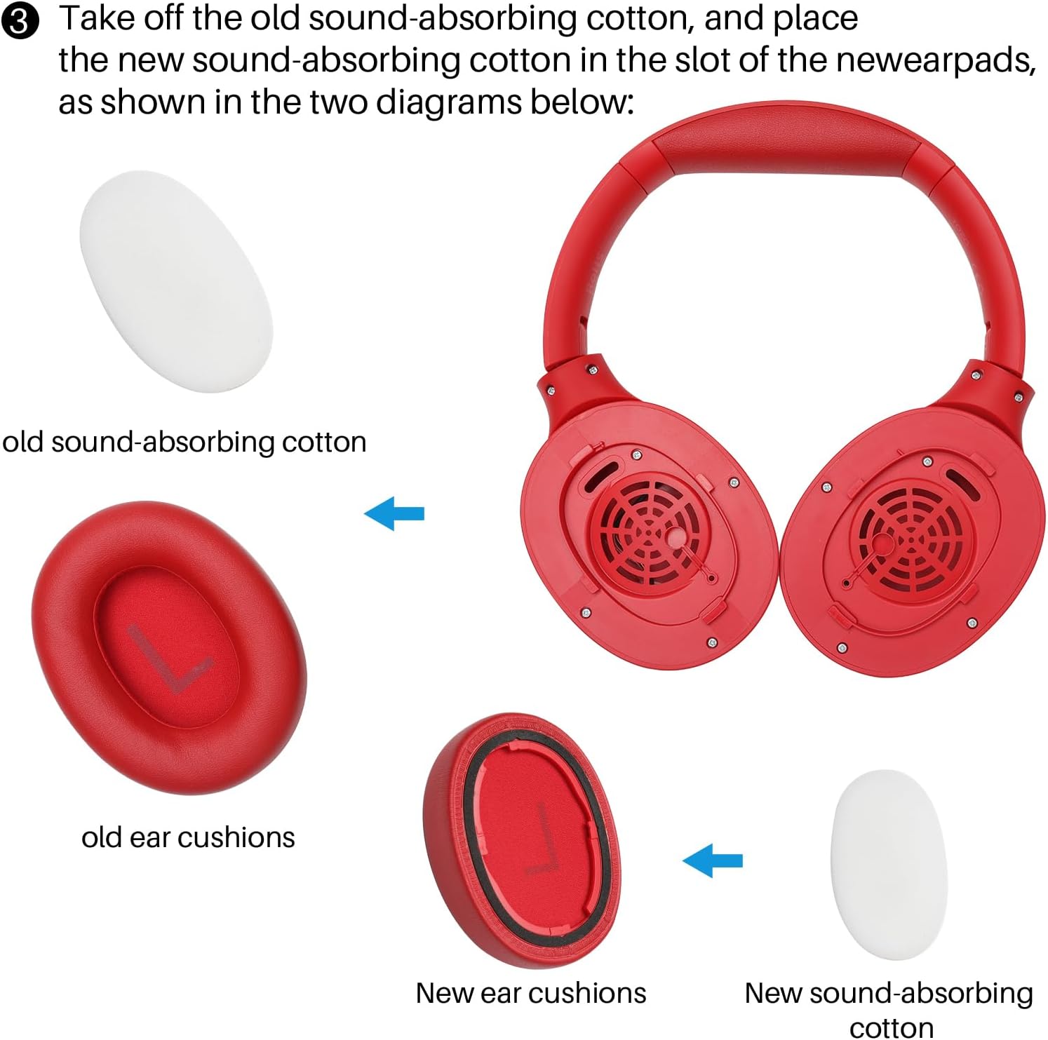 TOZO HT2 Replacement Earpads Cushion, Softer Protein Leather Ear Cover Waterproof for Comfortable Fit with Dustproof Mesh, Sound-Isolation Foam Dark Red