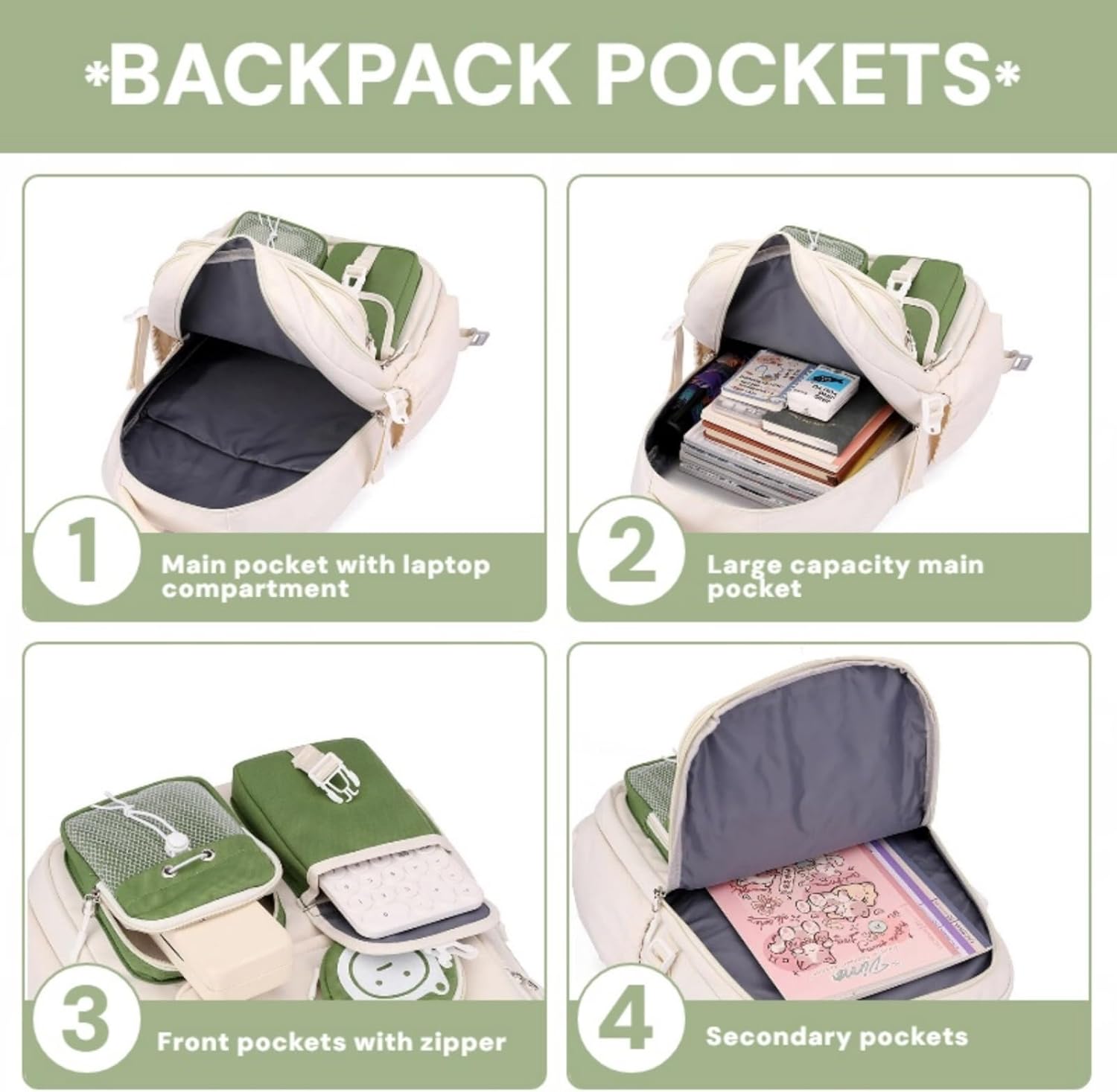 Mfikaryi Kids Backpack for Girls Boys, Teens School Backpack Multi-pocket Bookbag