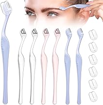 6Pcs Eyebrow Razor Mini Eyebrow Razor Trimmer Female Face Shaver Lip Hair Remover with Precision Cover Small Shaver for Women Makeup Face Care Tools(Clear, Clear Purple, Light Blue)