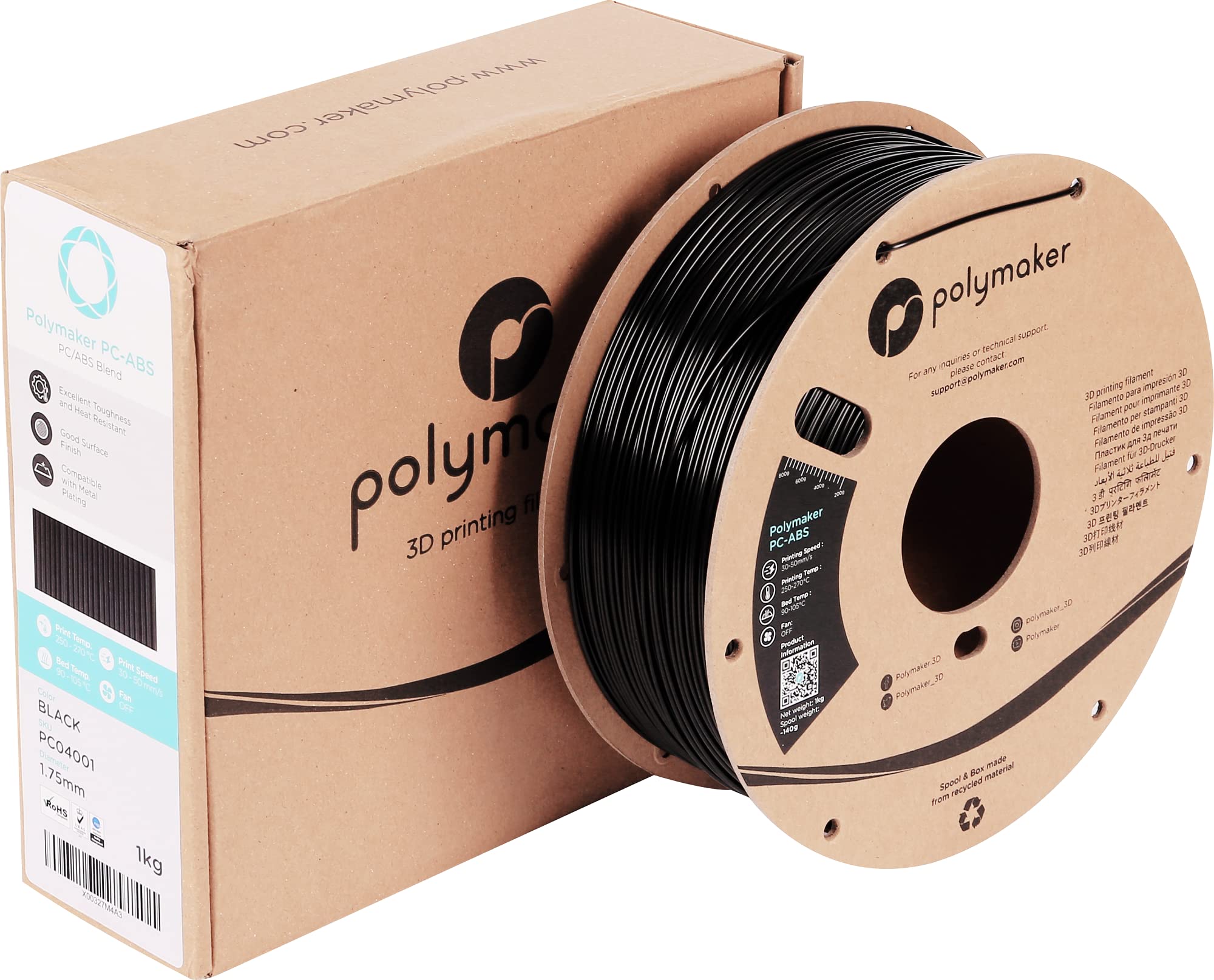 Polymaker PC-ABS czarny - 1,75 mm - 1 kg