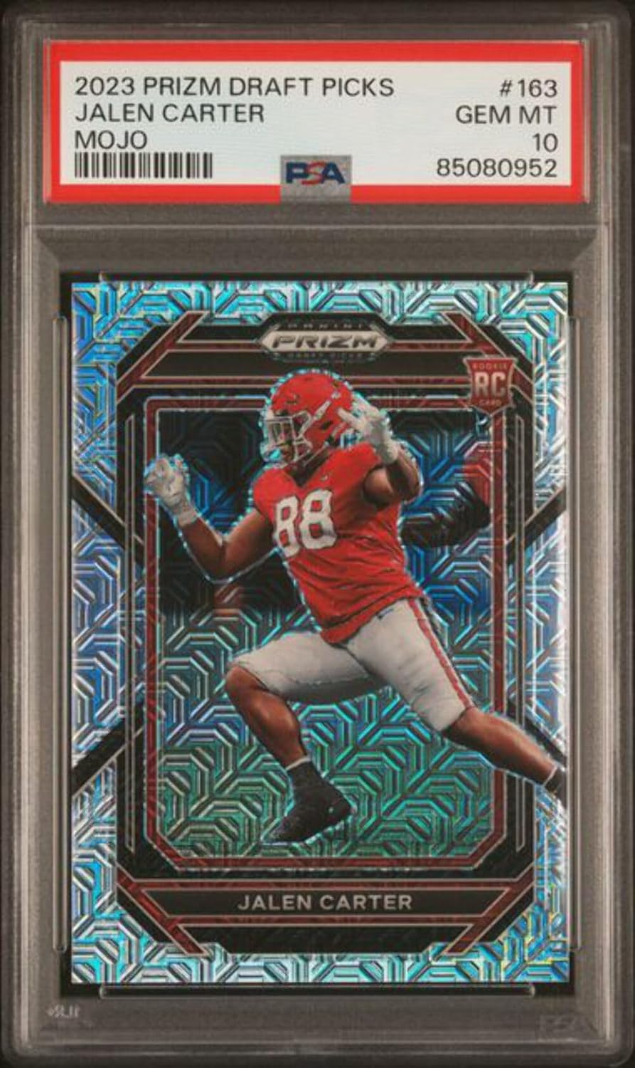 Graded 2023 Panini Draft Picks Jalen Carter #163 Mojo Rookie RC Football Card PSA 10 Gem Mint
