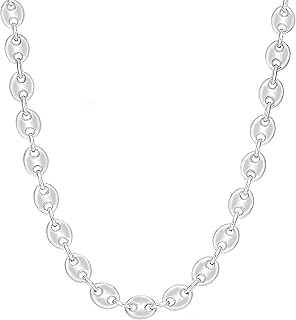 Savlano 925 Sterling Silver Hollow Puffed Anchor Mariner Link Chain Necklace for Women & Men Comes with Gift Box- Made in Italy