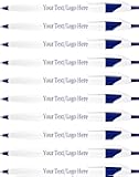 Personalized Pens With your Custom Logo or Text-1000 Pack Bulk-for Businesses, Parties, and Events, Custom Printed Slim Ballpoint Click Pens, Blue Trim Color, Black Ink