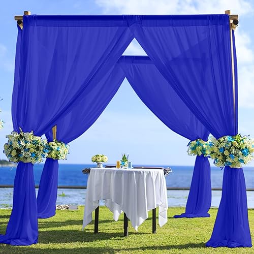 Partisout 2 paneles de cortina tipo telón de gasa de 29 x 84 pulgadas, para arco de boda, cortinas semitransparentes de 84 pulgadas (azul, 29 x 84