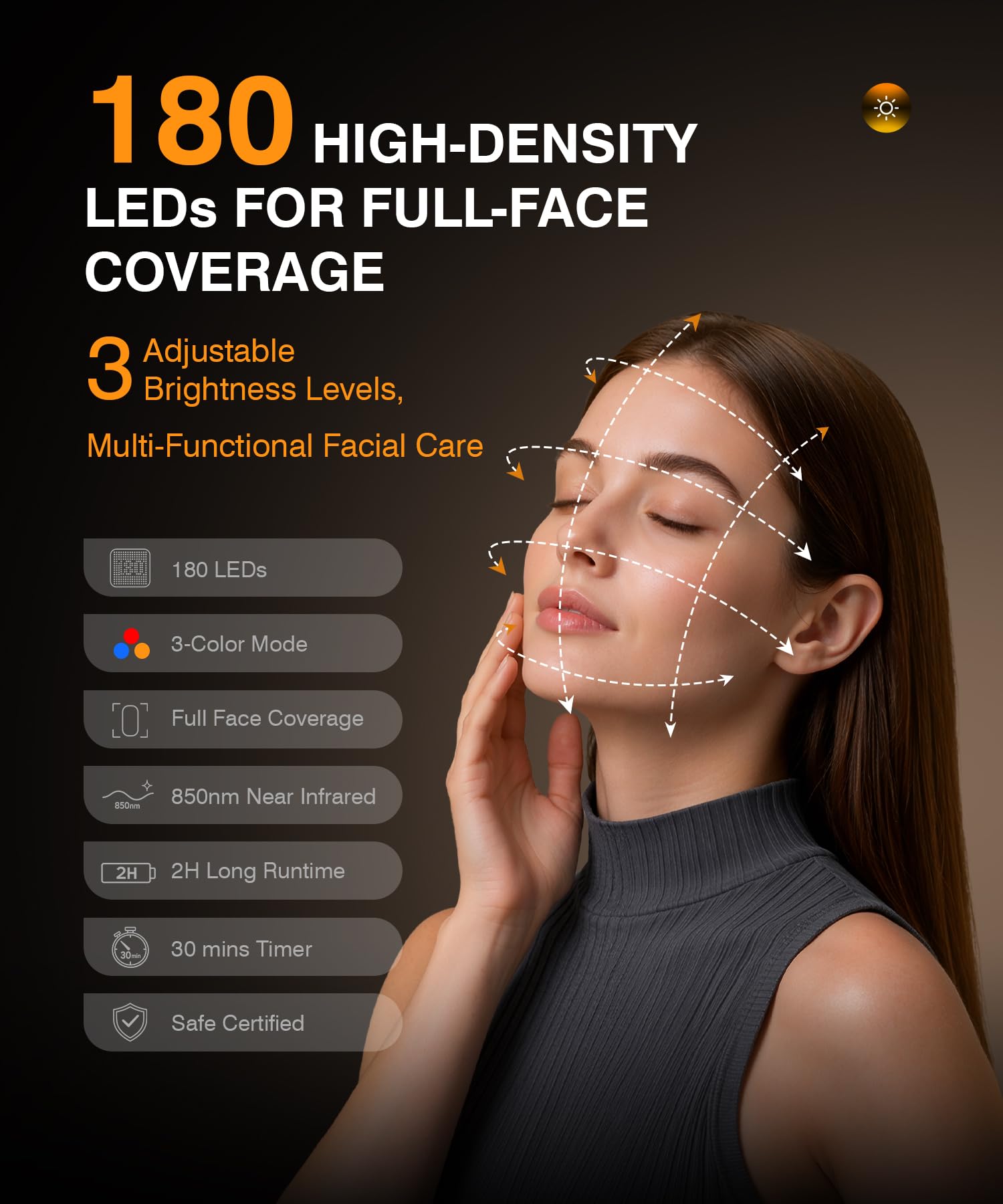 INTEO Red Light Therapy Mask for Face, 850nm NIR LED Face Mask with Timer