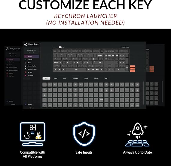 Keychron V6 Max Wireless Custom Mechanical Keyboard, 2.4 GHz Bluetooth 5.1 QMK Full-Size Layout RGB with Hot-swappable Silent Red Switch Compatible with Mac Windows Linux