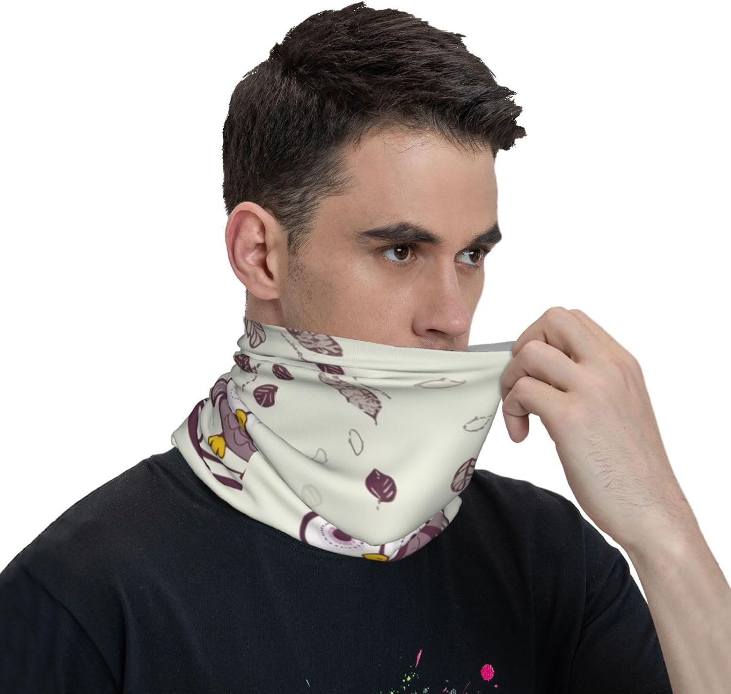 Owl Tree Branches Neck Gaiter Warmer, Breathable Face Cover UV Protection Face Mask Wind-proof Ski Neck Scarf Elastic Balaclavas Hiking Bandana for Men Women, Christmas Gift