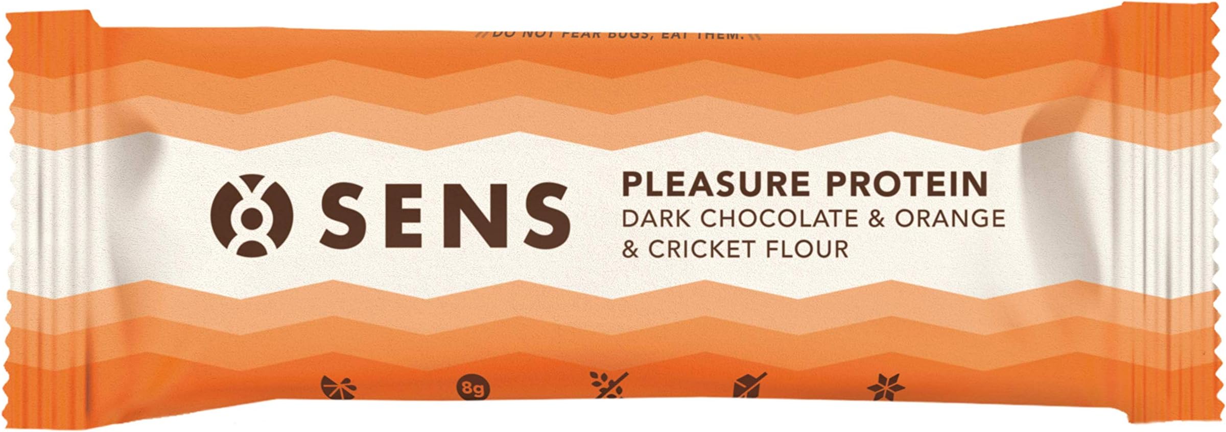 SENS Balanced Energy Cricket Flour Bar - Delicious, No Added Sugar, Pure Ingredients (12 x 50g): Dark Chocolate & Orange
