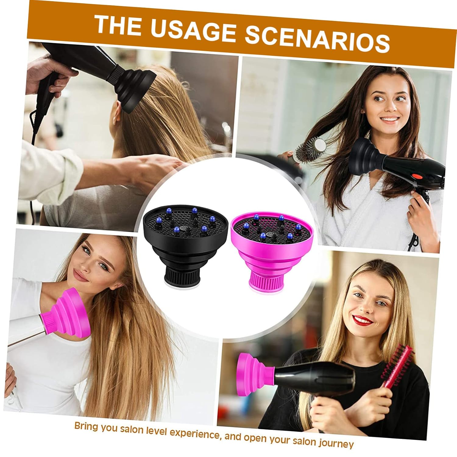 Ipetboom Silicone Hair Blow Diffuser Nozzle 2 Pack Folding Hair Dryer Diffuser Easy to Use