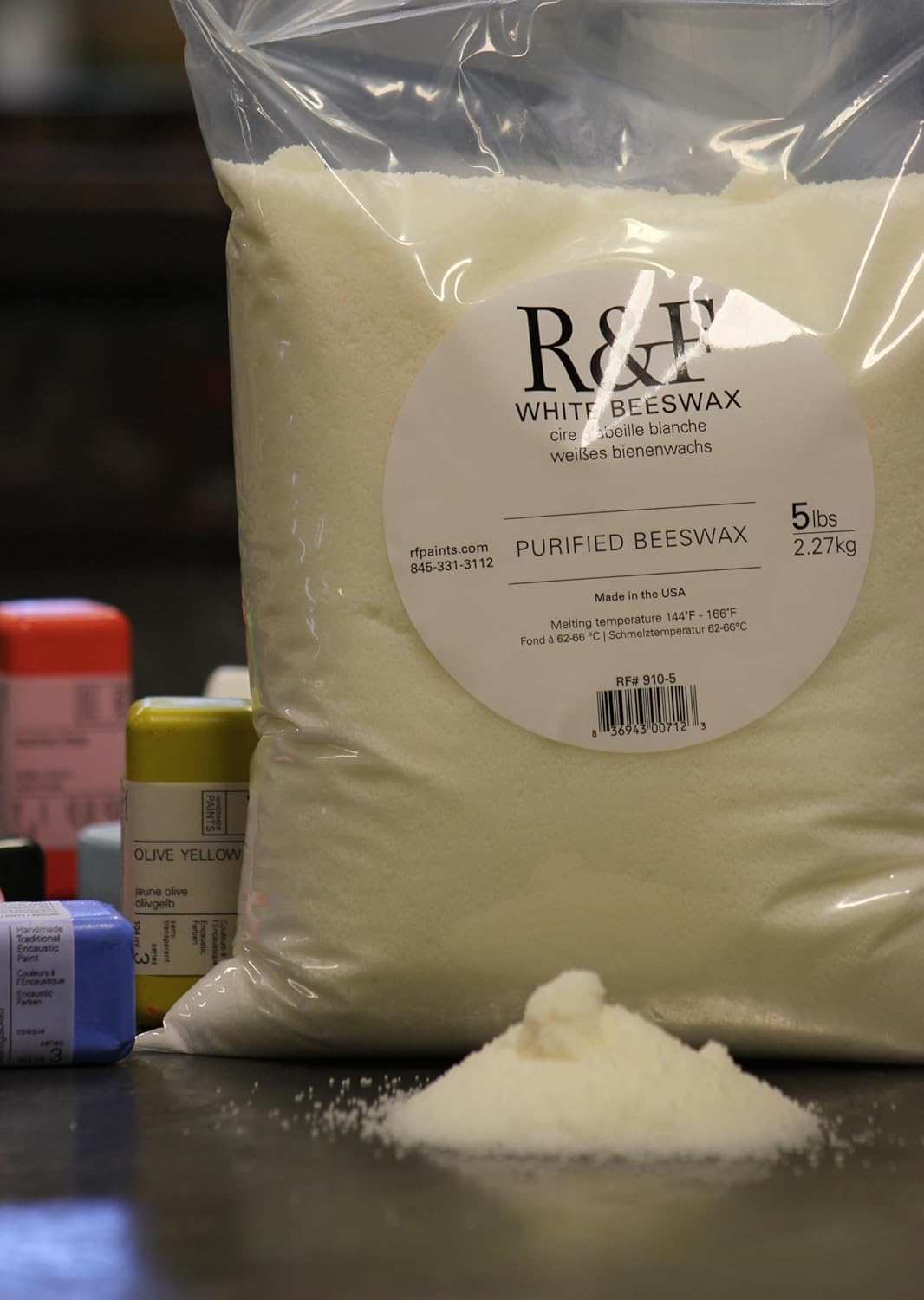 R&F Handmade Paints Encaustic White Beeswax, 5-Pound