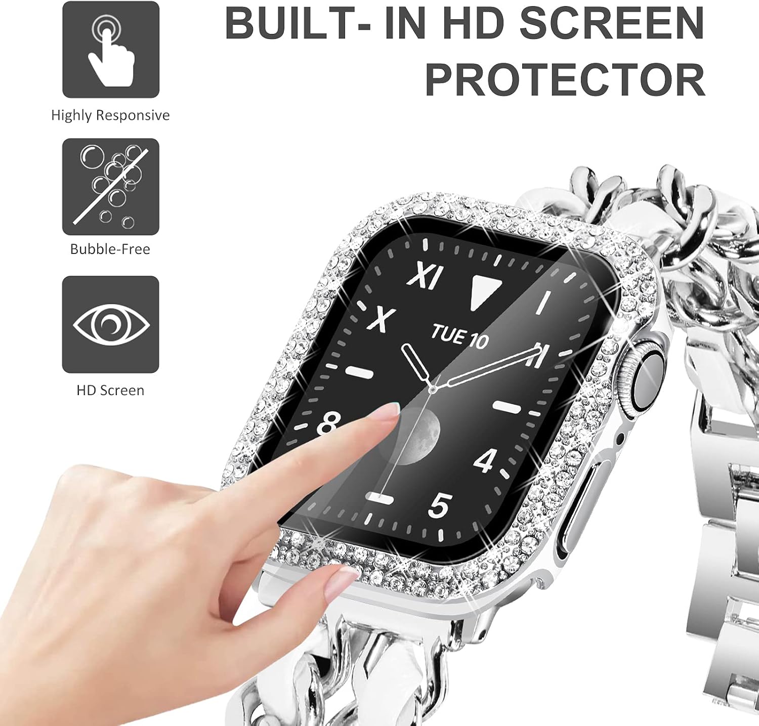 KADES Bling Case for Apple Watch 44mm with Built-in Screen Protector Women image 4