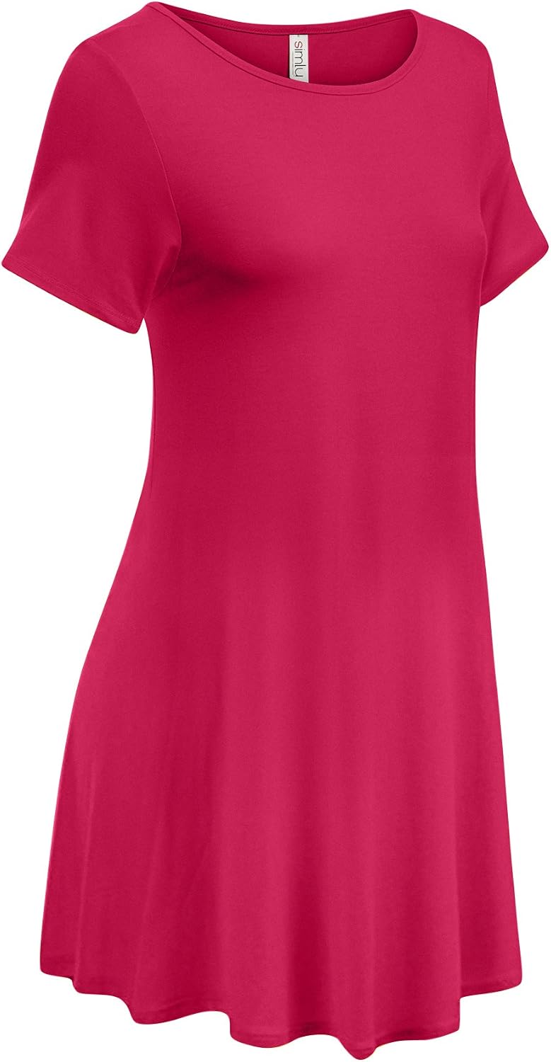 Simlu Womens Short Sleeve Tunic Tops Plus Size and Reg Tunic Shirt for Leggings - Made in USA