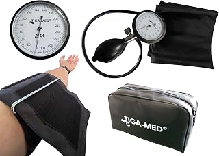 TIGA-MED PRO 1 manuelles Blutdruckmessgerät Oberarm – großes 6,8cm-Manometer, Zugmanschette 22–32 cm, eingravierte Seriennummer, MDR-konform, mit Etui