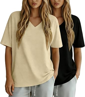 OPCAKM Womens Summer V Neck Tops Short Sleeve Shirts