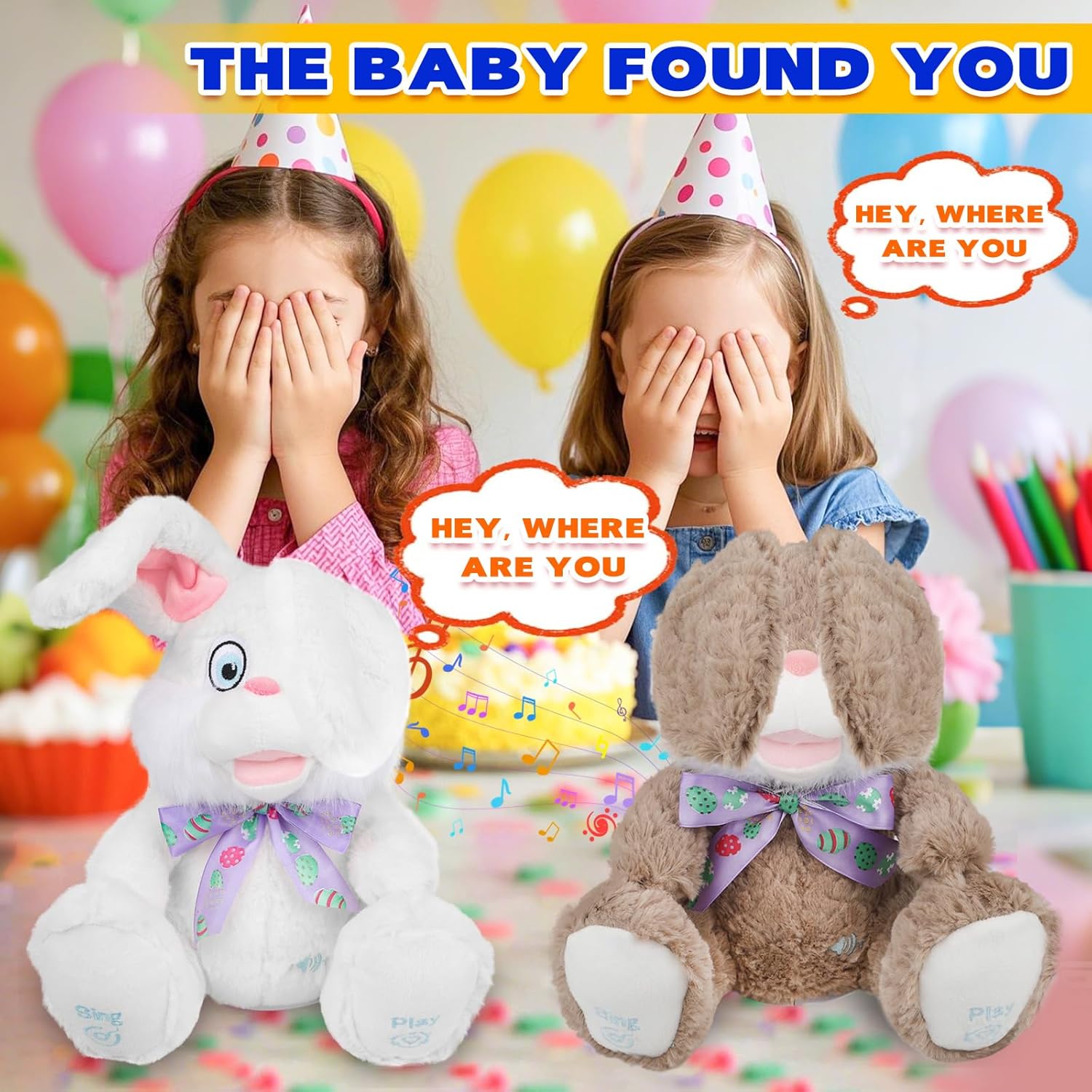 Peek a Boo Easter Bunny Repeat What You Say Singing with Floppy Ears Talking Plush Baby Toys Easter Rabbit Gifts Musical Toy Bunny Stuffed Animals for Toddler Baby Kids 12“(Beige)