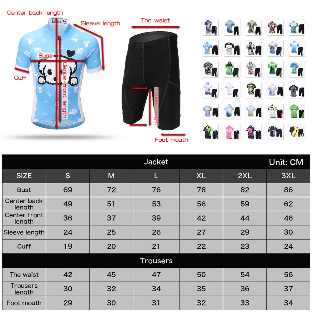 Conjunto de maillot de ciclismo para niños y niñas, transpirable, camiseta de ciclismo de manga corta + pantalones cortos con acolchado 3D