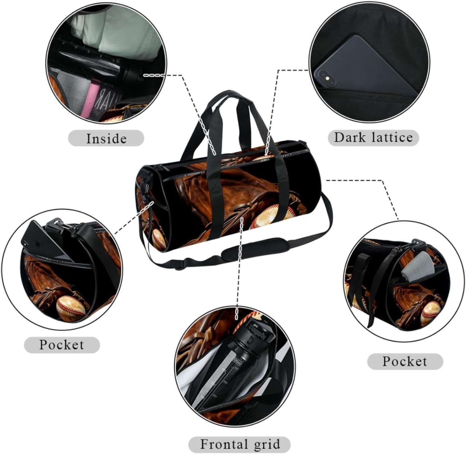 Gym Bags for Men,Travel Duffel Bags for Women,Vintage Baseball Gloveball Sport,Workout Bag
