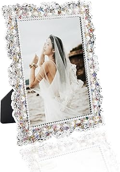 5 X 7 Wedding Photo Frame Crystal Picture Frame Pearl Crystal Tablecloth Display Decoration silvery