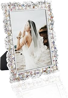 5 X 7 Wedding Photo Frame Crystal Picture Frame Pearl Crystal Tablecloth Display Decoration (silvery)