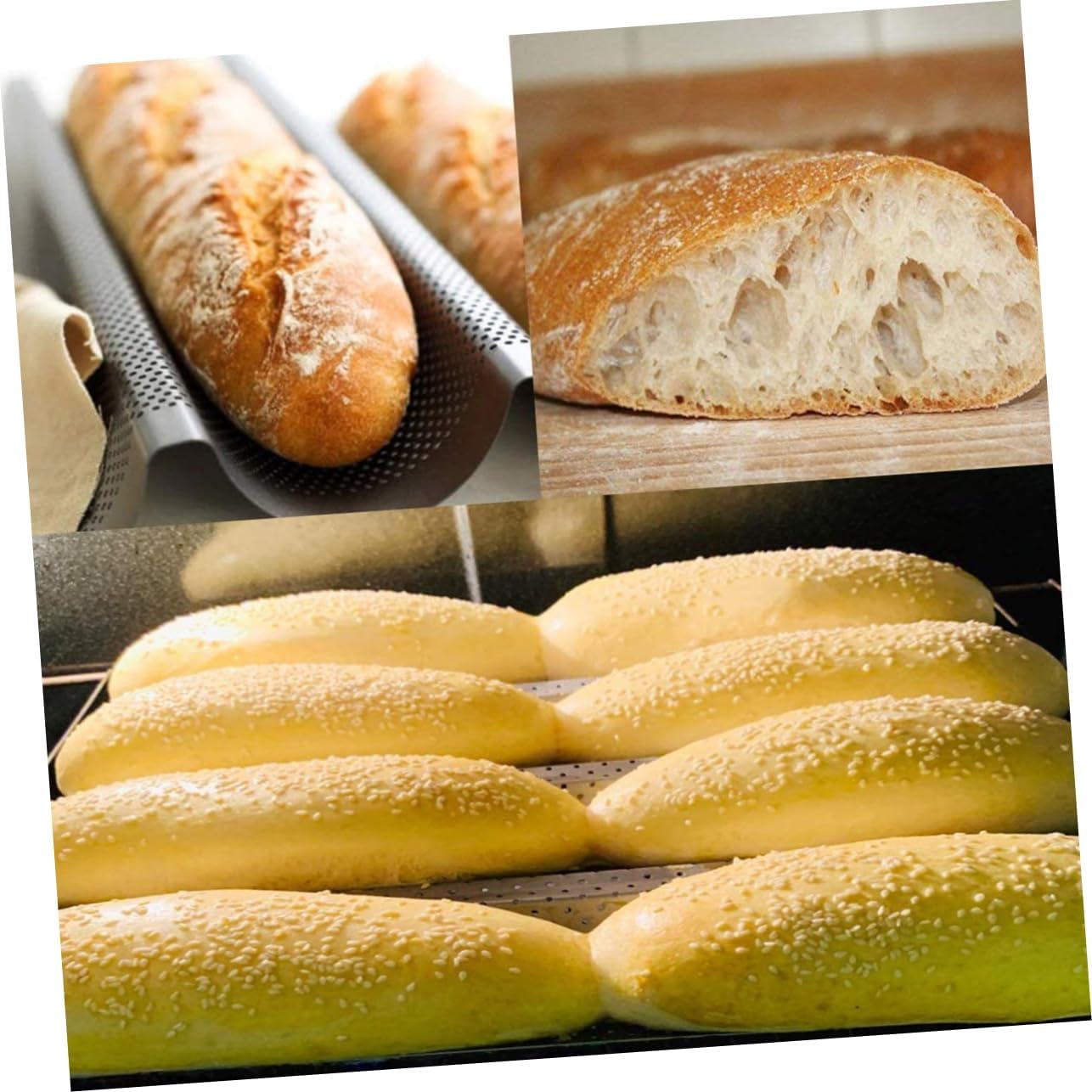Cabilock Non Stick Baguette Baking Tray Slots Premium Bread Mold for Home Kitchen and Restaurant Baking Supplies Black