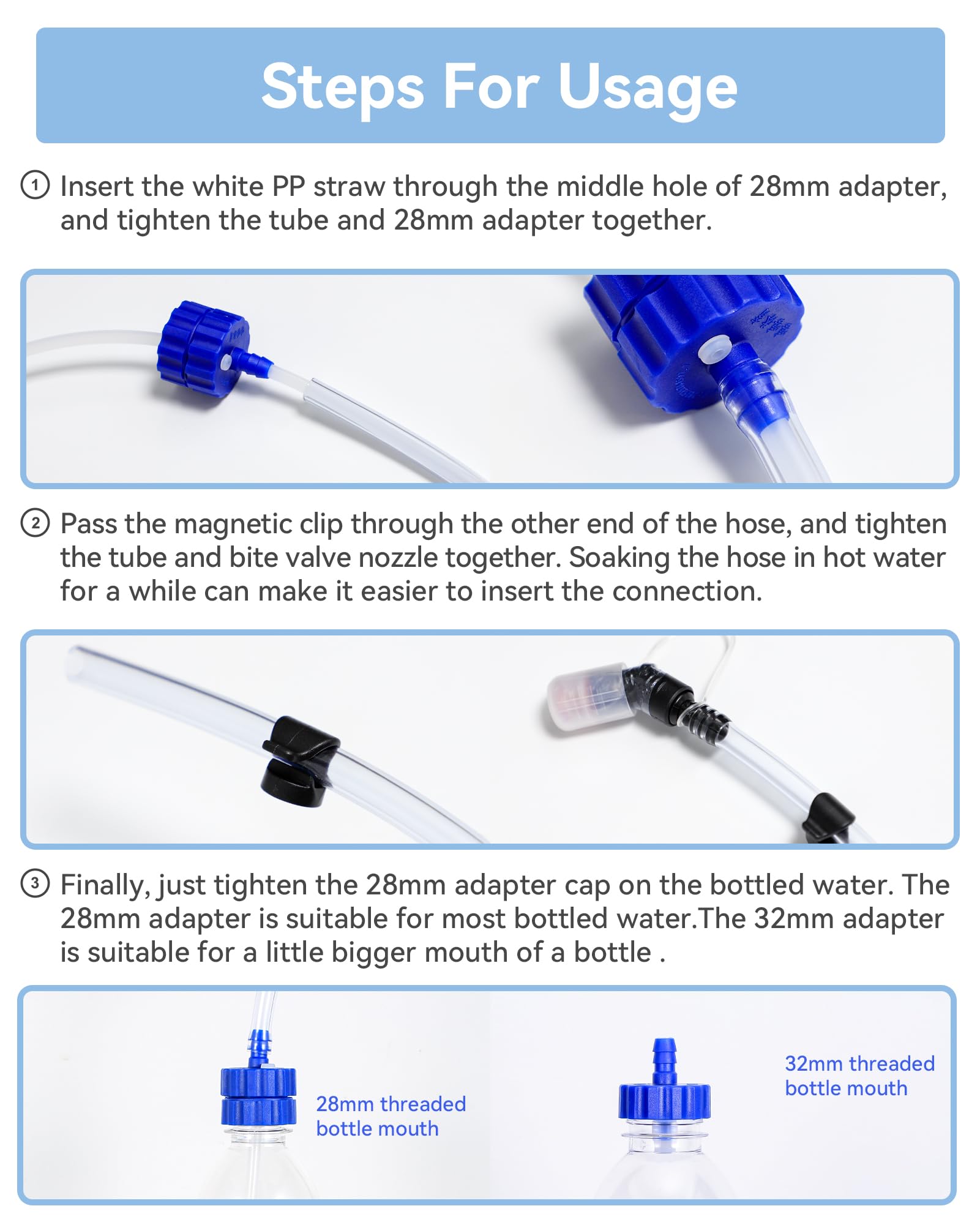 Trinkadapter-Set für Wasserflasche, Umwandlung, 2er-Pack, kompatibel mit verschiedenen Arten von Wasserflaschen, Outdoor-Sportzubehör, Verwendung für Camping, Wandern, Rucksackreisen