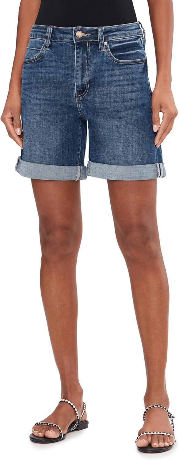 Liverpool Los Angeles 10" Marley Mid-Rise Girlfriend Denim Shorts with Roll Cuff