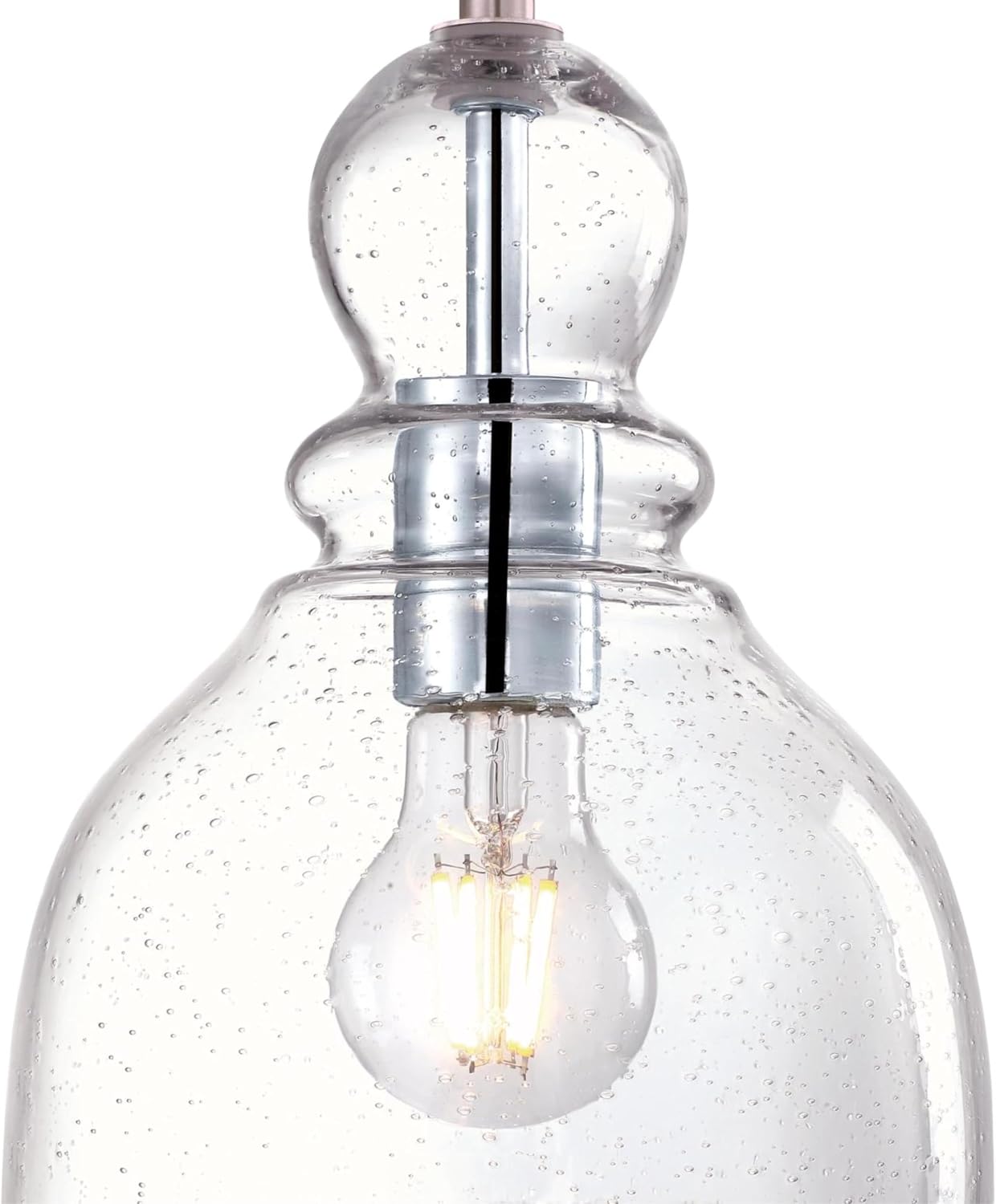 Westinghouse 6132800 Fiona Traditional One Light LED Indoor Mini Pendant, Brushed Nickel Finish, Clear Seeded Glass