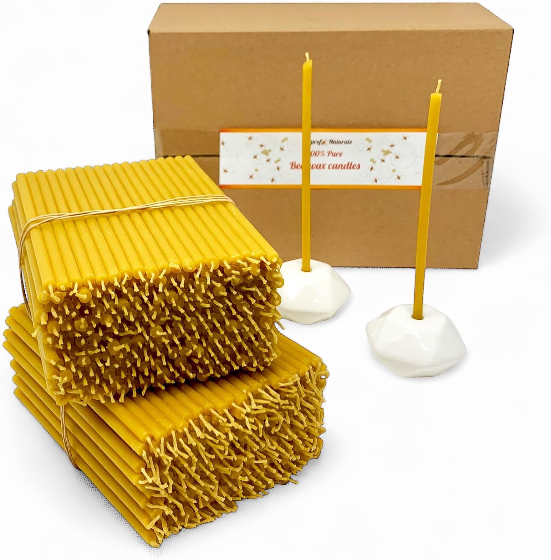 500 Votprof 100% Pure Beeswax Taper Candles ( 6 1/4") Natural Honey Scent