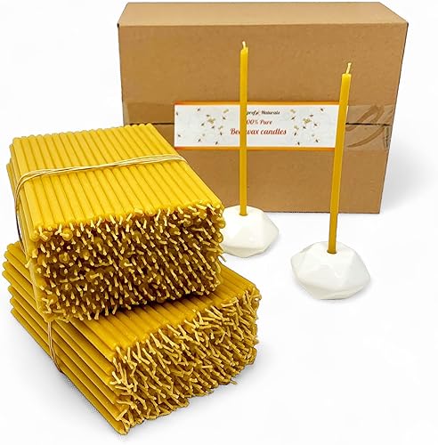 500 Votprof - Velas cónicas de cera de abeja 100% pura (6 1/4 pulgadas) con aroma natural a miel