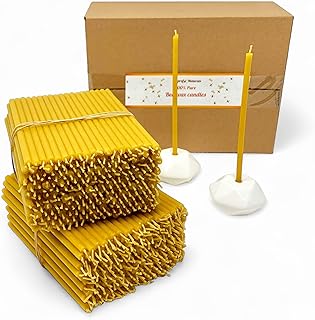 500 Votprof 100% Pure Beeswax Taper Candles ( 6 1/4") Natural Honey Scent