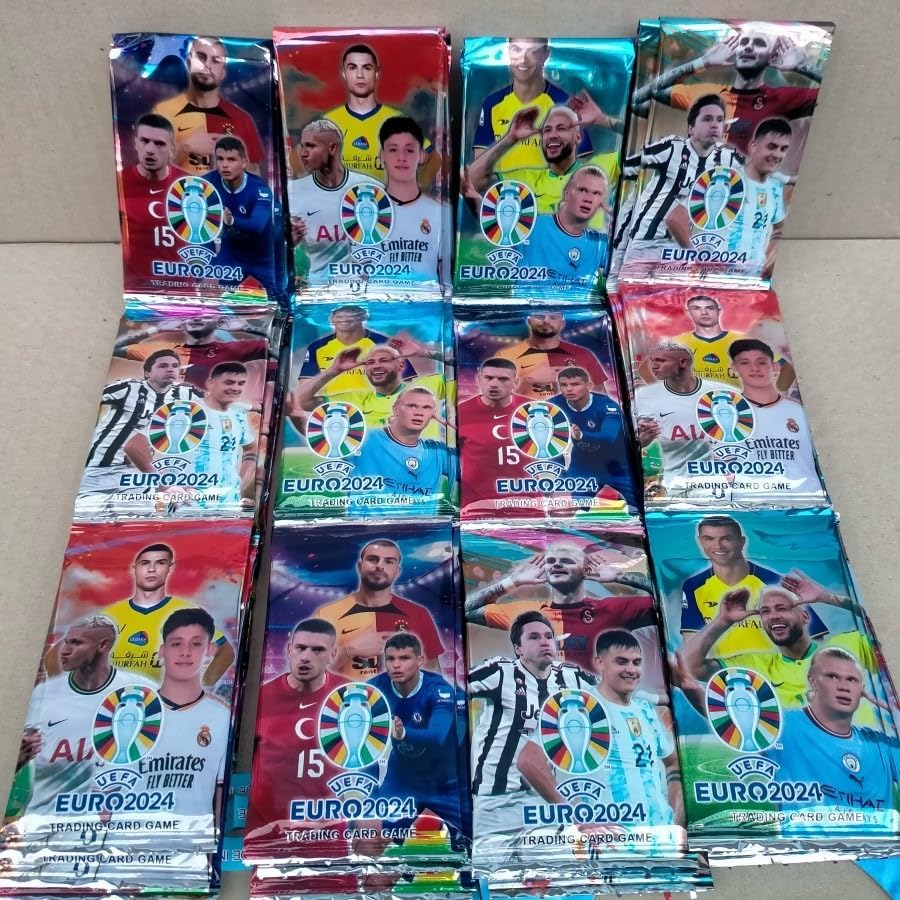 Euro 2024 Football Card Pack of 12 (8 Cards in Each Pack, Total 96 Cards) Trading Card Game, Football Star Player Playing Collectibles, League Collectible Collection Gifts for Fans