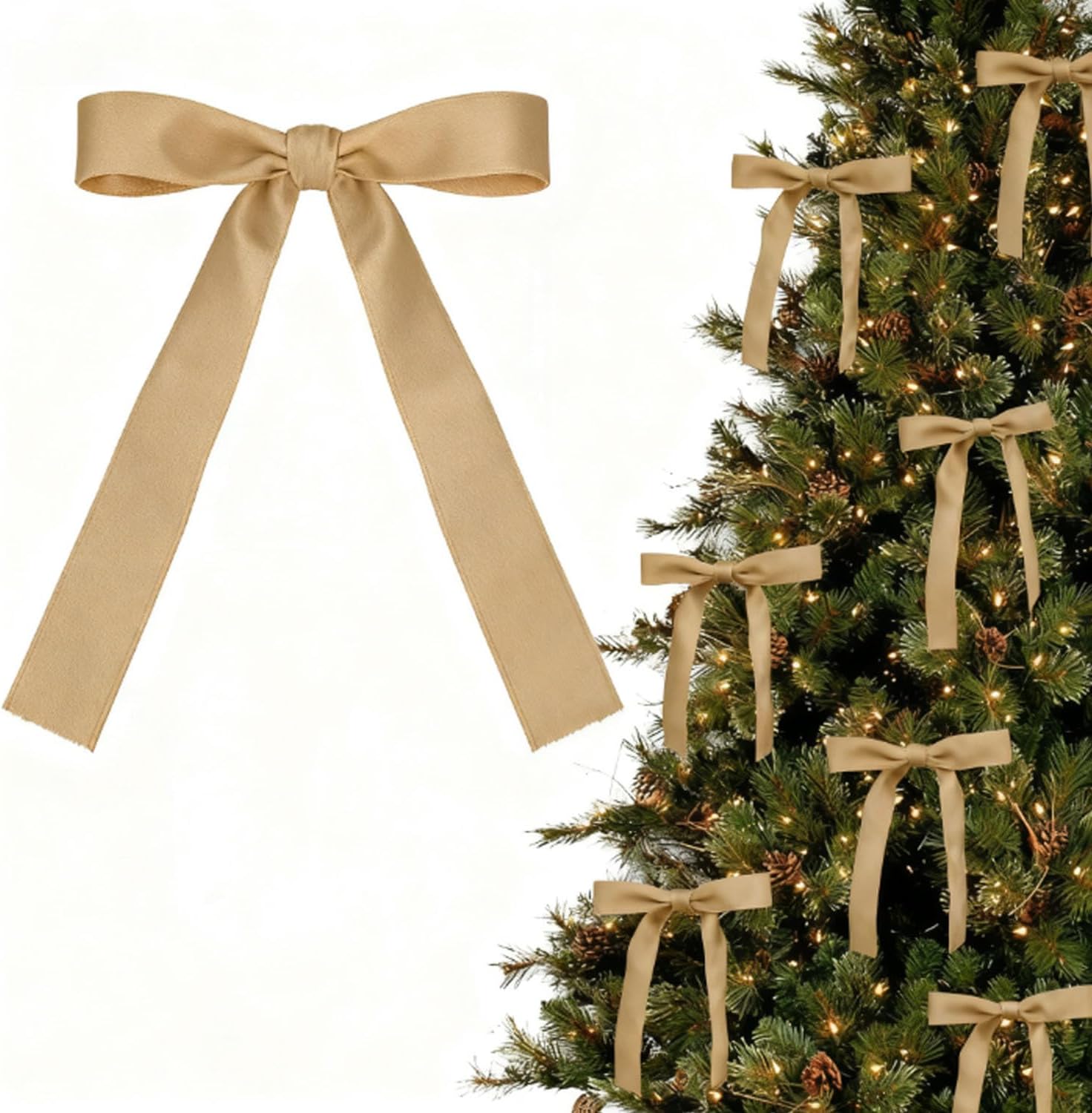 12PCS Red Velvet Bows for Christmas Tree, Bows for Christmas Tree, Garland Red Velvet Bow Ornaments for Christmastree with Gold Twist Ties (A)