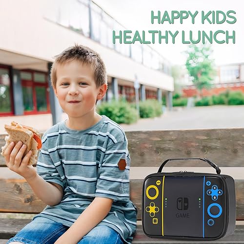Miniatura 5 de Game Console Lunch Box, Boy Leather Reusable Lunch Bag, Waterproof Thermal Insulated Kids Lunch Box, Portable Mini Cooler for Boys Girls Kids for