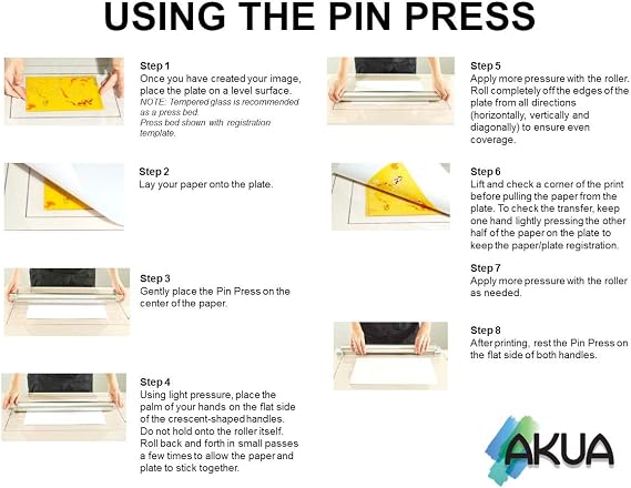 Akua Pin Press, 20 Inch Manual Printing Press - Portable Monotype & Drypoint Press with All-Metal Construction