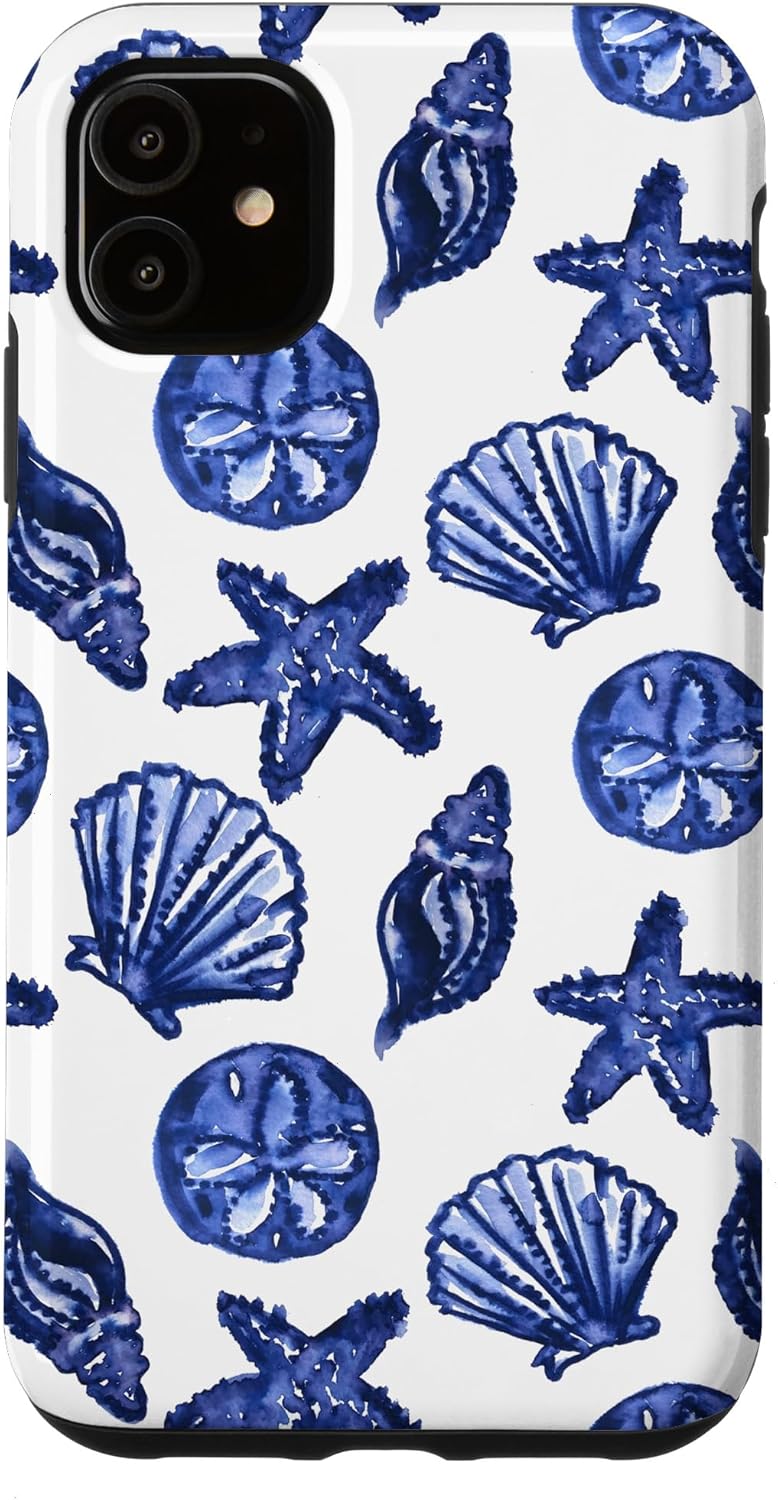 Coastal Granddaughter Preppy Sea Shells Nautical Beach Blue Case for iPhone 13