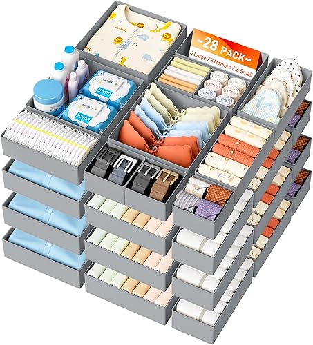 Miniatura 29 de DIMJ Organizador de cajones para ropa, paquete de 15 unidades, organizadores plegables para bebé, organizador de almacenamiento y cómoda para