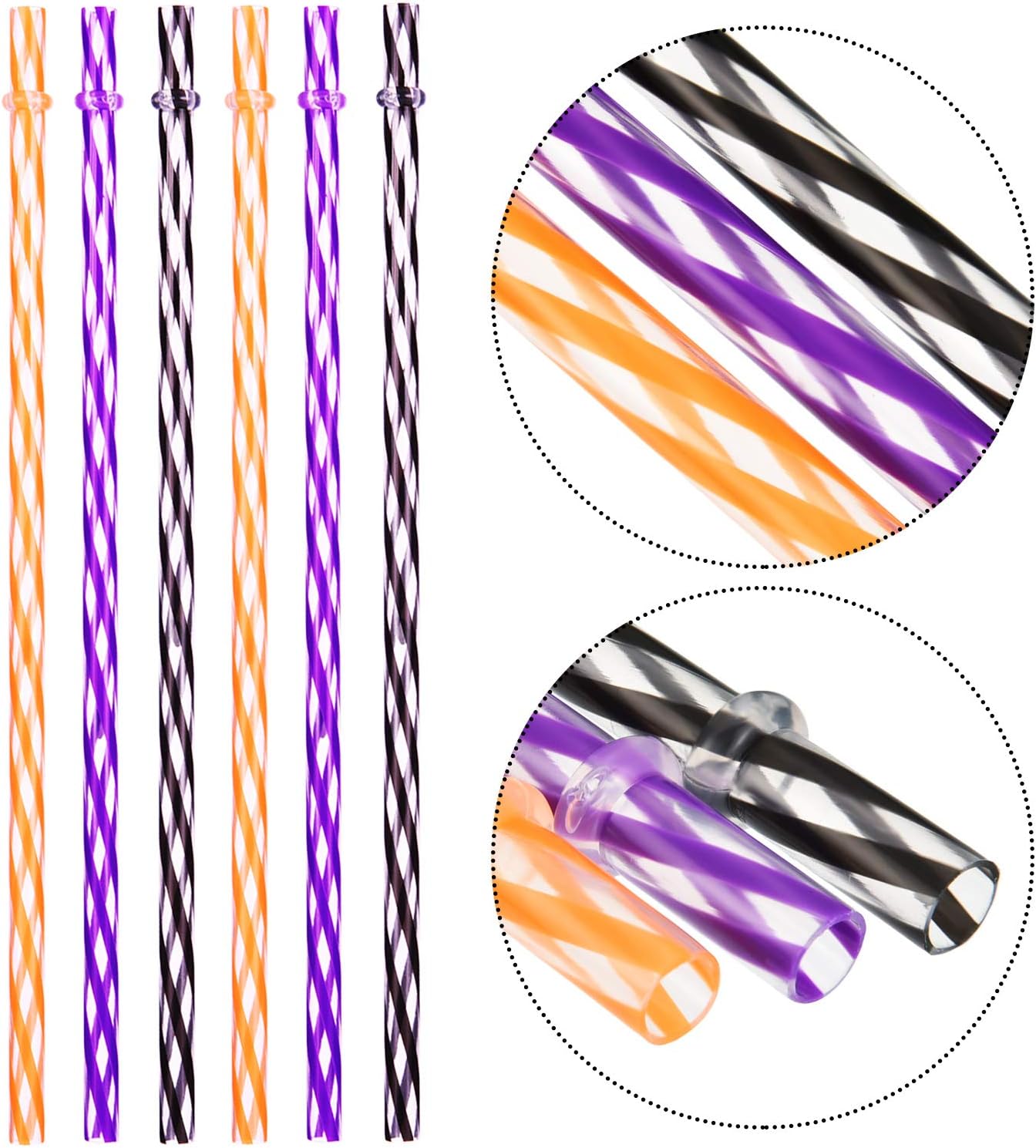 JOVITEC 60 Pcs Halloween Straws Plastic 9" Reusable Straws with Clean Brush