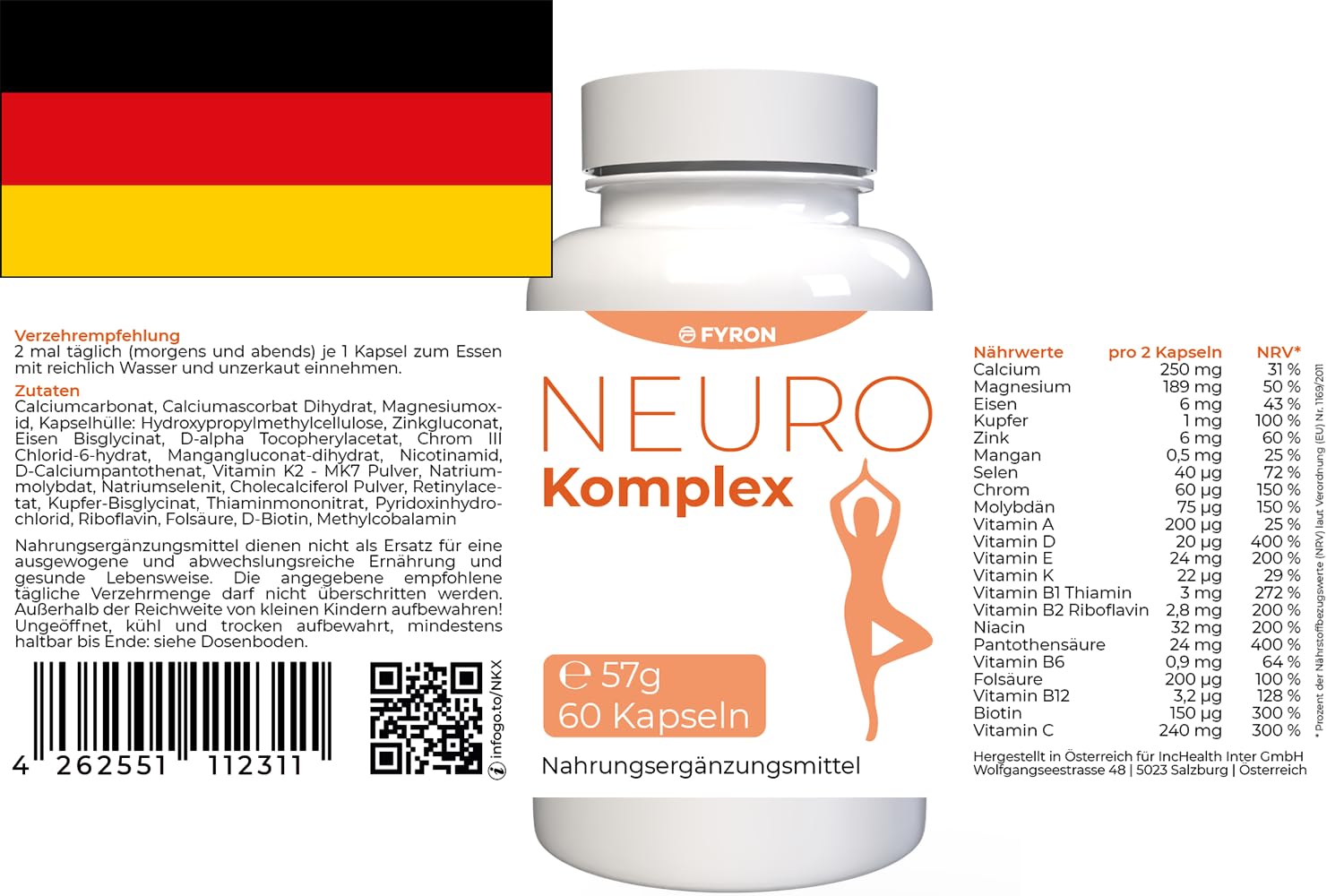Neuro Komplex Kapseln, 180 Stück (3x 60 Kapseln), 3er Pack