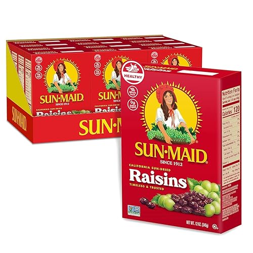 Vista 26 de Sun-Maid California Raisins Snack Cajas de 1 onza Paquete de 6 Fruta seca natural entera Sin sabores artificiales Sin OMG