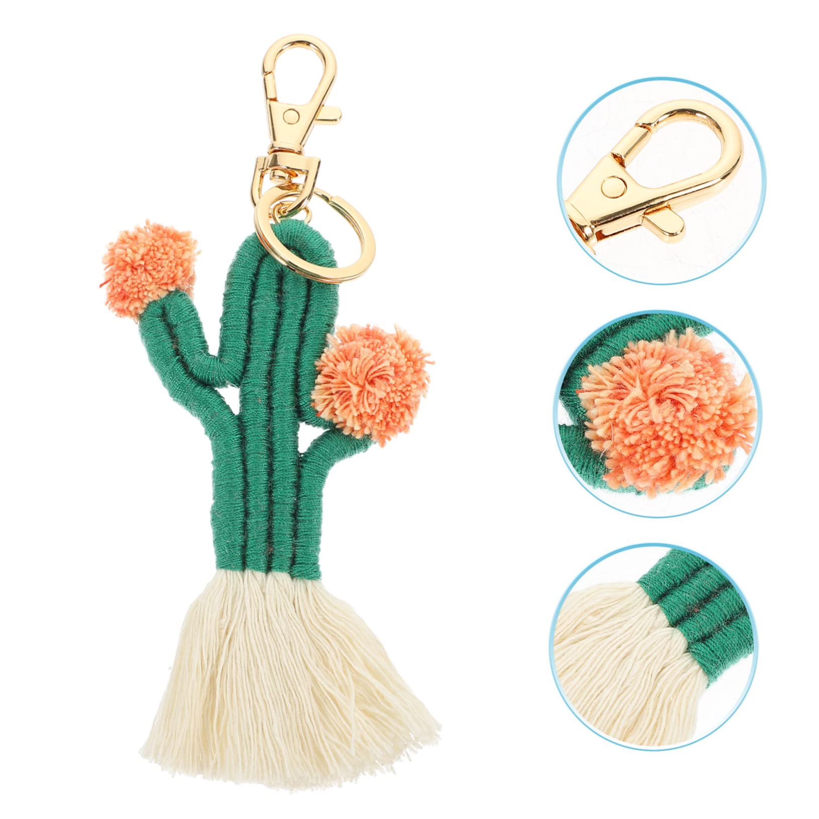 TOYANDONA 5piezas Llavero De Cactus Mano Borlas Adorno Colgante Bohemio Para Claves y Bolsos Accesorio Creativo De Decoración Para Mujeres
