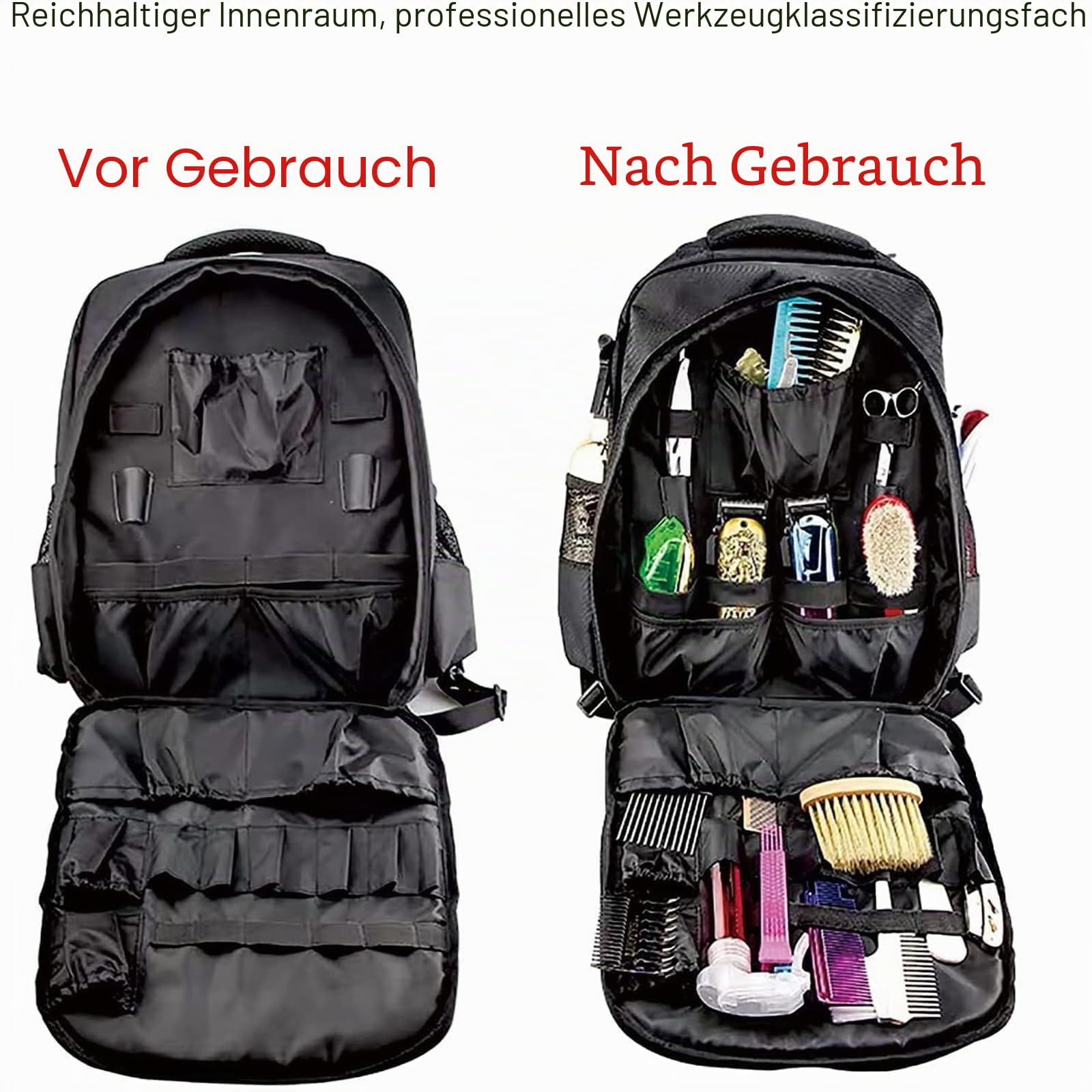 Barber Clippers Rucksack Tasche für Friseur, Friseurtasche Haarwerkzeuge Organizer Schwarz Barber Bag Barber Case Wasserdicht Friseur Tasche Friseurkoffer Tragbare Barber Rucksack