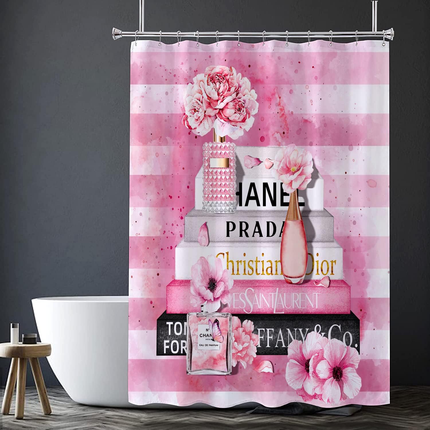 D DS CURTAIN Haute Farmhouse Pink Polyester Printed