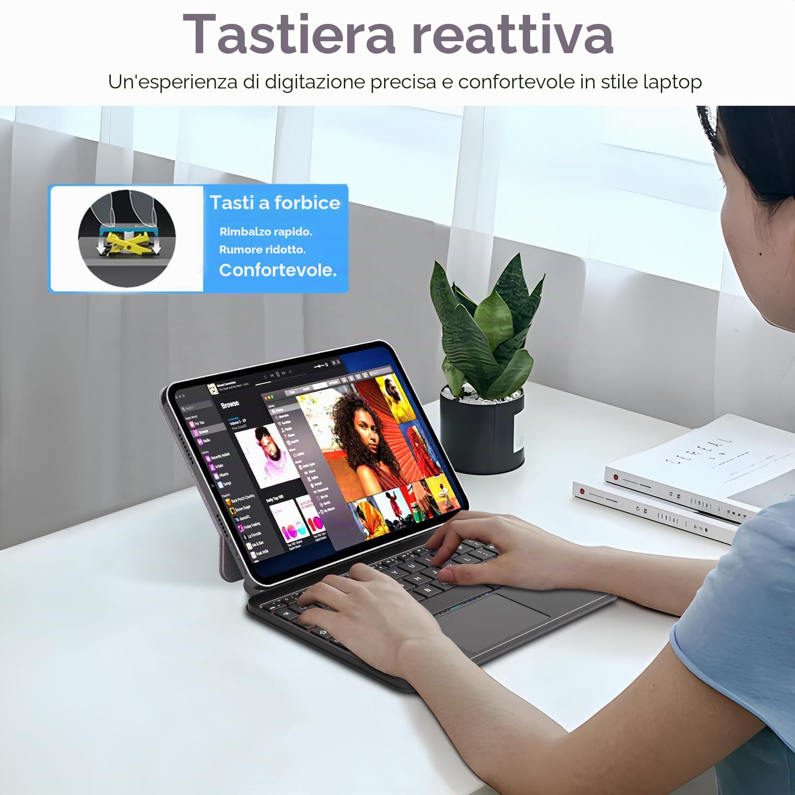 TECHGEAR Custodia Magic Keyboard per iPad Mini 7 (A17 Pro) e iPad Mini 6, sottile supporto magnetico galleggiante, Bluetooth QWERTY, Trackpad multi-touch, tastiera retroilluminata a 7 colori per